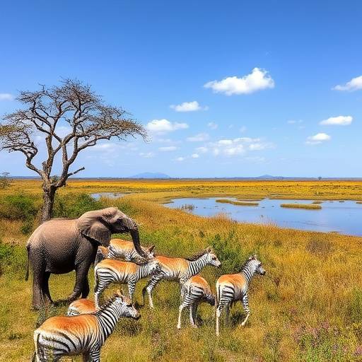 iSimangaliso Wetland Park landscape with diverse wildlife