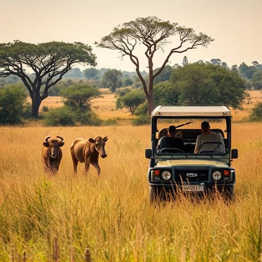 Kruger National Park safari vehicle with wildlife