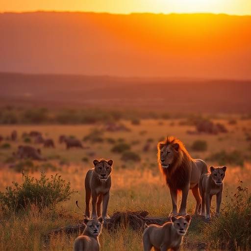 Lion Sands Game Reserve landscape with lions