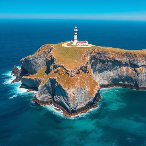 The Cape Point lighthouse overlooking the ocean with dramatic cliffs and turquoise water.
